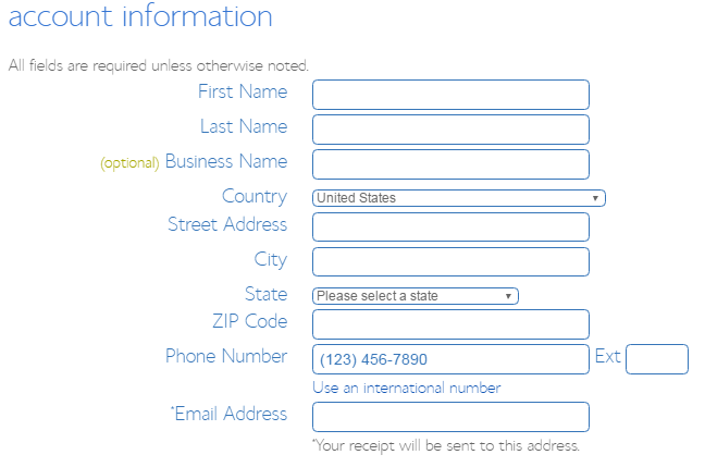 bluehost account details