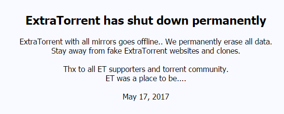 extratorrent shut down officially 